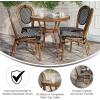 Flash Furniture Lourdes Indoor/Outdoor Commercial Bistro Set – Tempered Glass Top Table – 4 Chairs – PE Rattan – NAT Bamboo Print Aluminum Frame – Black/White