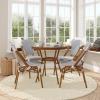 Flash Furniture Lourdes Indoor/Outdoor Commercial French Bistro Set – Tempered Glass Top Table – 4 Chairs – PE Rattan – NAT Bamboo Print Aluminum Frame – White/Navy(White & Navy Rattan/Natural Frame)