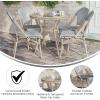 Flash Furniture Marseille Indoor/Outdoor Commercial Bistro Set – Tempered Glass Top Table – 4 Chairs – Textilene – Lt NAT Bamboo Print Aluminum Frame – Blk/Wht(Black & White Textilene/Light Natural Frame)