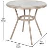 Flash Furniture Marseille Indoor/Outdoor Commercial Bistro Set – Tempered Glass Top Table – 4 Chairs – Textilene – Lt NAT Bamboo Print Aluminum Frame – Blk/Wht(Black & White Textilene/Light Natural Frame)