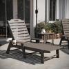 Flash Furniture Monterey Commercial 3-Piece Indoor/Outdoor Adirondack Set, 2 Adjustable HDPE Loungers with Cup Holders, 2-Tier Side Table, All-Weather Use, Brown