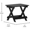 Flash Furniture Monterey Commercial 3-Piece Indoor/Outdoor Adirondack Set, 2 Adjustable HDPE Loungers with Cup Holders, Folding Side Table, All-Weather Use, Black(Black)