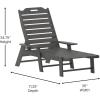 Flash Furniture Monterey Commercial 3-Piece Indoor/Outdoor Adirondack Set, 2 Adjustable HDPE Loungers with Cup Holders, Folding Side Table, All-Weather Use, Black(Grey)
