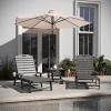 Flash Furniture Monterey Commercial 3-Piece Indoor/Outdoor Adirondack Set, 2 Adjustable HDPE Loungers with Cup Holders, Folding Side Table, All-Weather Use, Black(Grey)