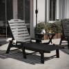 Flash Furniture Monterey Commercial 3-Piece Indoor/Outdoor Adirondack Set, 2 Adjustable HDPE Loungers with Cup Holders, Folding Side Table, All-Weather Use, Black(Black)