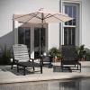 Flash Furniture Monterey Commercial 3-Piece Indoor/Outdoor Adirondack Set, 2 Adjustable HDPE Loungers with Cup Holders, Folding Side Table, All-Weather Use, Black(Black)