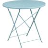 Flash Furniture Oia Commercial Grade 30″ Round Black Indoor-Outdoor Steel Folding Patio Table Set with 4 Square Back Chairs(Sky Blue)
