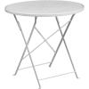 Flash Furniture Oia Commercial Grade 30″ Round Black Indoor-Outdoor Steel Folding Patio Table Set with 4 Square Back Chairs(White)
