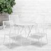 Flash Furniture Oia Commercial Grade 30″ Round Black Indoor-Outdoor Steel Folding Patio Table Set with 4 Square Back Chairs(White)