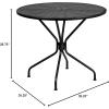 Flash Furniture Oia Commercial Grade 35.25″ Round Sky Blue Indoor-Outdoor Steel Patio Table Set with 4 Square Back Chairs(Black)
