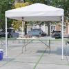 Flash Furniture Otis 8’x8′ Blue Pop Up Event Canopy Tent with Carry Bag and 6-Foot Bi-Fold Folding Table with Carrying Handle – Tailgate Tent Set(White)