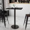 Flash Furniture Stiles 24” x 30” Rectangular Black Laminate Table Top with 18” Round Bar Height Table Base(Black)