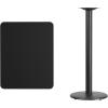 Flash Furniture Stiles 24” x 30” Rectangular Black Laminate Table Top with 18” Round Bar Height Table Base(Black)