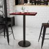 Flash Furniture Stiles 24” x 30” Rectangular Black Laminate Table Top with 18” Round Bar Height Table Base(Mahogany)