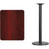 Flash Furniture Stiles 24” x 30” Rectangular Black Laminate Table Top with 18” Round Bar Height Table Base(Mahogany)
