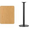 Flash Furniture Stiles 24” x 30” Rectangular Black Laminate Table Top with 18” Round Bar Height Table Base(Natural)