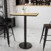 Flash Furniture Stiles 24” x 30” Rectangular Black Laminate Table Top with 18” Round Bar Height Table Base(Natural)