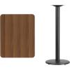 Flash Furniture Stiles 24” x 30” Rectangular Black Laminate Table Top with 18” Round Bar Height Table Base(Walnut)