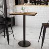 Flash Furniture Stiles 24” x 30” Rectangular Black Laminate Table Top with 18” Round Bar Height Table Base(Walnut)