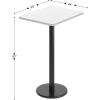 Flash Furniture Stiles 24” x 30” Rectangular Black Laminate Table Top with 18” Round Bar Height Table Base(White)