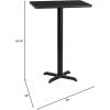 Flash Furniture Stiles 24” x 30” Rectangular Black Laminate Table Top with 22” x 22” Bar Height Table Base(Black)