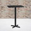 Flash Furniture Stiles 24” x 30” Rectangular Black Laminate Table Top with 22” x 22” Bar Height Table Base(Black)
