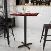 Flash Furniture Stiles 24” x 30” Rectangular Black Laminate Table Top with 22” x 22” Bar Height Table Base(Mahogany)