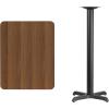 Flash Furniture Stiles 24” x 30” Rectangular Black Laminate Table Top with 22” x 22” Bar Height Table Base(Walnut)