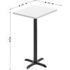 Flash Furniture Stiles 24” x 30” Rectangular Black Laminate Table Top with 22” x 22” Bar Height Table Base(White)