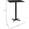 Flash Furniture Stiles 30” Square Black Laminate Table Top with 22” x 22” Bar Height Table Base(Black)