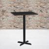 Flash Furniture Stiles 30” Square Black Laminate Table Top with 22” x 22” Bar Height Table Base(Black)
