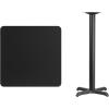 Flash Furniture Stiles 30” Square Black Laminate Table Top with 22” x 22” Bar Height Table Base(Black)