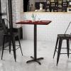 Flash Furniture Stiles 30” Square Black Laminate Table Top with 22” x 22” Bar Height Table Base(Mahogany)