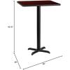 Flash Furniture Stiles 30” Square Black Laminate Table Top with 22” x 22” Bar Height Table Base(Mahogany)
