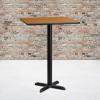 Flash Furniture Stiles 30” Square Black Laminate Table Top with 22” x 22” Bar Height Table Base(Natural)