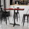 Flash Furniture Stiles 30” x 48” Rectangular Black Laminate Table Top with 23.5” x 29.5” Bar Height Table Base(Mahogany)