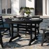 Flash Furniture Tolleson Indoor-Outdoor Adirondack Dining Set, Commercial Grade Recycled HDPE, 48″ Round Dining Table and 4 Chairs with Cupholders, 5 PC, White(Black)