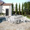 Flash Furniture Tolleson Indoor-Outdoor Adirondack Dining Set, Commercial Grade Recycled HDPE, 48″ Round Dining Table and 4 Chairs with Cupholders, 5 PC, White(White)