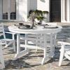Flash Furniture Tolleson Indoor-Outdoor Adirondack Dining Set, Commercial Grade Recycled HDPE, 48″ Round Dining Table and 4 Chairs with Cupholders, 5 PC, White(White)