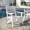 Flash Furniture Tolleson Indoor-Outdoor Adirondack Dining Set, Commercial Grade Recycled HDPE, 48″ Round Dining Table and 4 Chairs with Cupholders, 5 PC, White(White)