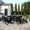 Flash Furniture Tolleson Indoor-Outdoor Adirondack Dining Set, Commercial Grade Recycled HDPE, 72″ Rectangle Dining Table and 6 Chairs with Cupholders, 7 PC, Gray(Black)