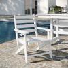 Flash Furniture Tolleson Indoor-Outdoor Adirondack Dining Set, Commercial Grade Recycled HDPE, 72″ Rectangle Dining Table and 6 Chairs with Cupholders, 7 PC, Gray(White)