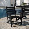 Flash Furniture Tolleson Indoor-Outdoor Adirondack Dining Set, Commercial Grade Recycled HDPE, 72″ Rectangle Dining Table and 6 Chairs with Cupholders, 7 PC, Gray(Black)