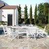 Flash Furniture Tolleson Indoor-Outdoor Adirondack Dining Set, Commercial Grade Recycled HDPE, 72″ Rectangle Dining Table and 6 Chairs with Cupholders, 7 PC, Gray(White)
