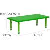 Flash Furniture Wren 24″W x 48″L Rectangular Natural Plastic Height Adjustable Activity Table(Green)