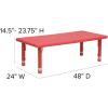 Flash Furniture Wren 24″W x 48″L Rectangular Natural Plastic Height Adjustable Activity Table(Red)