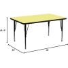 Flash Furniture Wren 30″W x 48″L Rectangular Oak Thermal Laminate Activity Table – Height Adjustable Short Legs(Yellow)