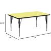 Flash Furniture Wren 30”W x 60”L Rectangular Red Thermal Laminate Activity Table – Height Adjustable Short Legs(Yellow)