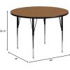 Flash Furniture Wren 42” Round Oak Thermal Laminate Activity Table – Standard Height Adjustable Legs(Oak)