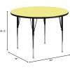 Flash Furniture Wren 42” Round Oak Thermal Laminate Activity Table – Standard Height Adjustable Legs(Yellow)